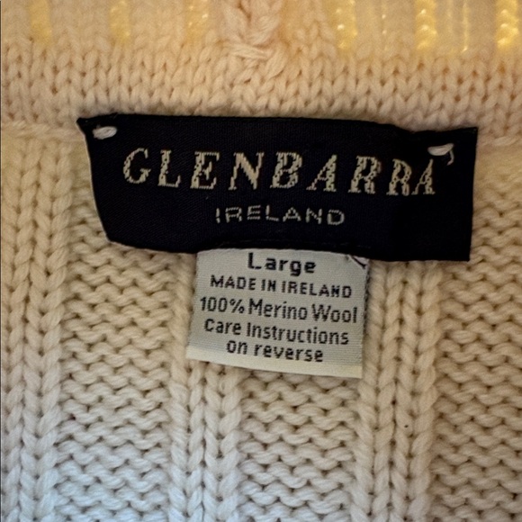 Glenbarra made in Ireland 100% merino wool chunky cream turtleneck sweater - Picture 4 of 5